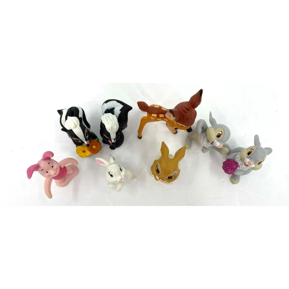 Vintage Disney Store Bambi 7 Piece Lot Toy Figure Play Set Thumper Flower Bunny